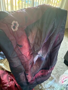 2 Purple and Deep Pink Floral Silk pillow cases